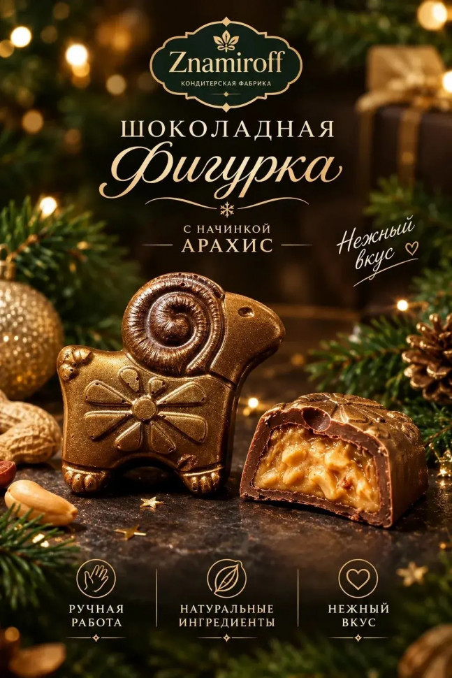  Шоколад фигурный "Баран-таран" молочный шоколад с арахисовой начинкой (блок 5шт по 70г) в Пугачёве