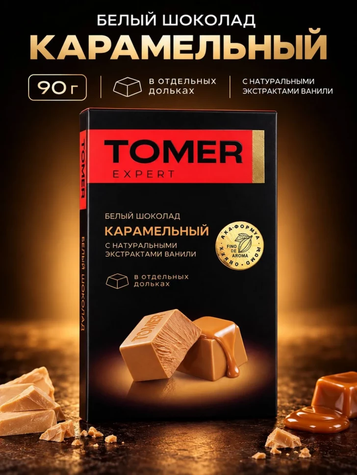  Фабрика Томер  Белый шоколад КАРАМЕЛЬНЫЙ, 90г  в Пугачёве
